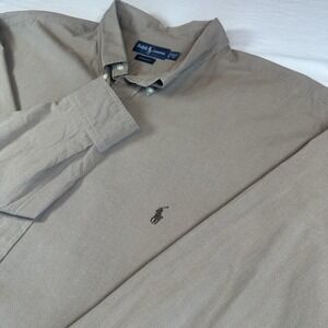 Polo Ralph Lauren Long Sleeve Oxford Button Front Shirt Men's 4XLT Tan Flaws